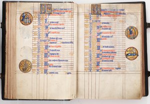 Lewis Psalter, Ekim ve Kasım için takvim sayfalarını gösteren açılış, c.1225-50 (parşömen üzerinde tempera)
